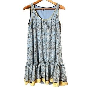 Max Studio Retro Ruffle Shift Dress Womens XS Cottagecore Summer Novelty Print